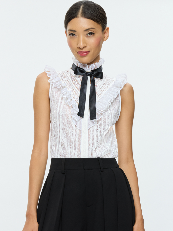 RHEBA LACE BLOUSE - OFF WHITE - Alice And Olivia