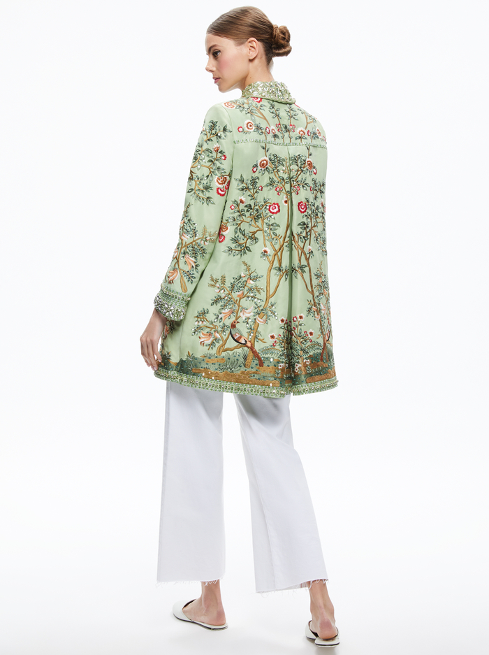 LIV EMBELLISHED COAT - GREEN TEA/MULTI image 1 - Alice And Olivia
