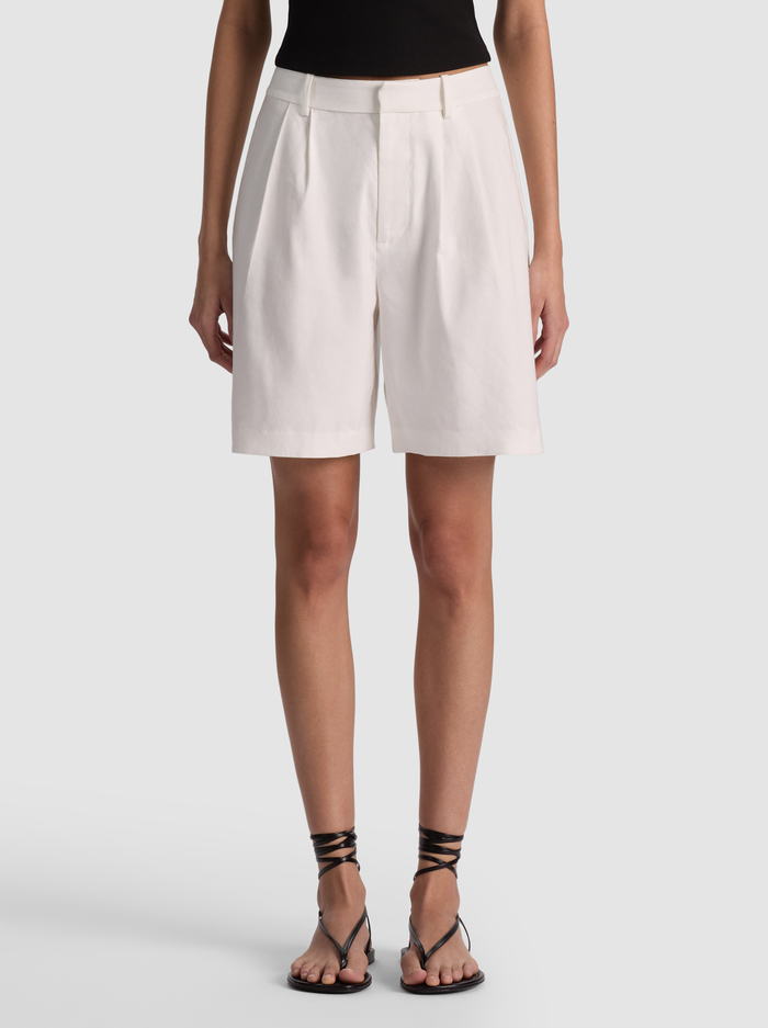 CONRY LINEN BERMUDA SHORT - OFF WHITE - ALICE + OLIVIA