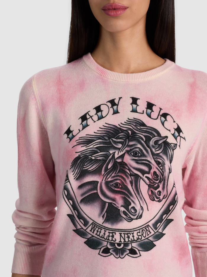 CAROLEE WOOL PRINTED PULLOVER - LADY LUCK ENGLISH ROSE image 3 - ALICE + OLIVIA