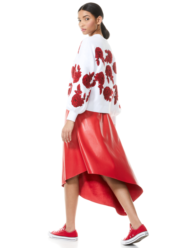 CARWEN EMBROIDERED PULLOVER - SOFT WHITE/BRIGHT POPPY image 1 - Alice And Olivia