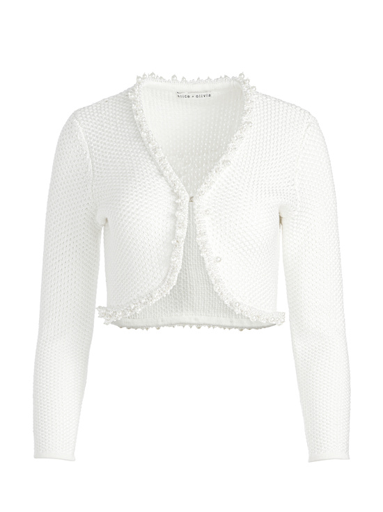 SOFT WHITE-DUKE EMBELLISHED CARDIGAN