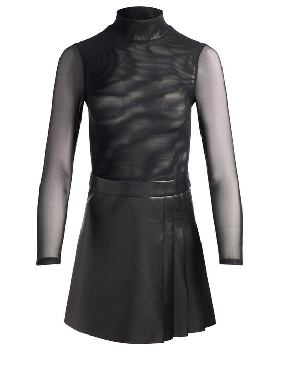 BLACK-CHARA VEGAN MINI DRESS