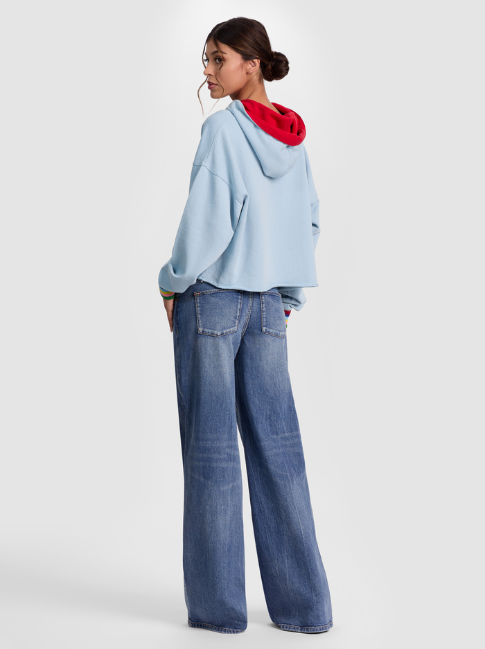 SUNNY CROPPED HOODIE - CAROLINA BLUE MULTI image 2 - ALICE + OLIVIA