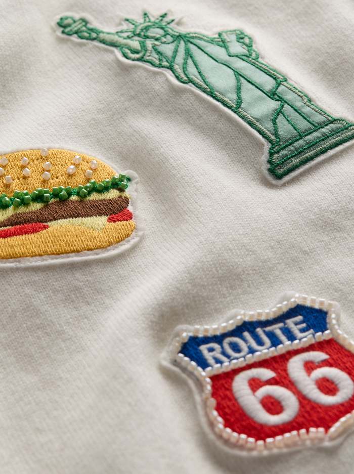 CAROLANN AMERICANA SHRUNKEN PULLOVER - SOFT WHITE MULTI image 1 - ALICE + OLIVIA