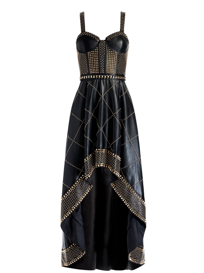 JERLENE STUDDED VEGAN LEATHER CORSET GOWN - BLACK image 5 - Alice And Olivia