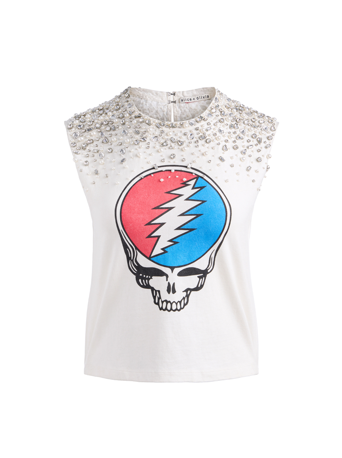 A+O X GRATEFUL DEAD MICAH MUSCLE TANK - OFF WHITE/MULTI image 6 - Alice And Olivia