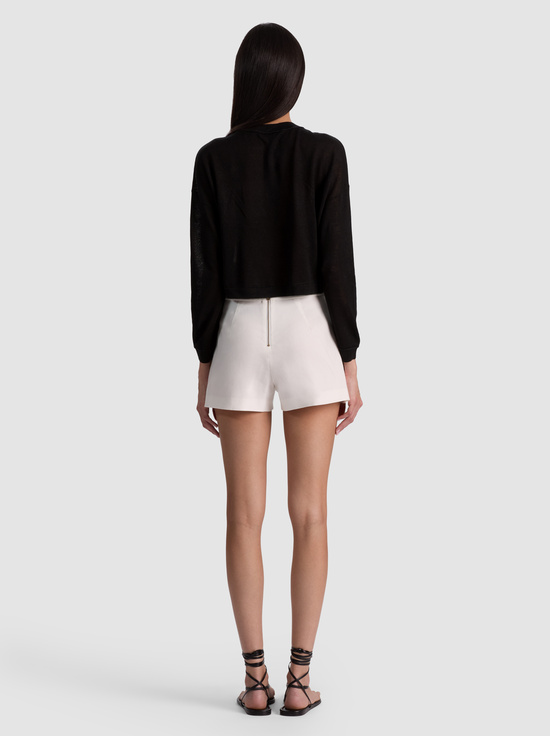 BLACK-ALAINA LINEN HENLEY