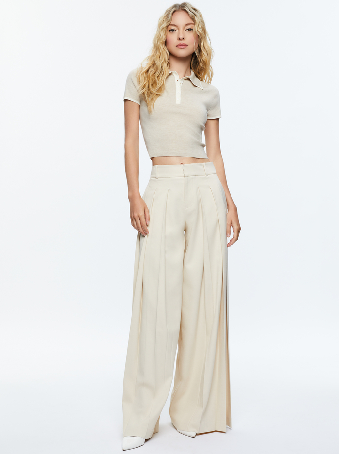 MEDA POLO - OATMEAL HEATHER/SOFT WHITE image 4 - Alice And Olivia