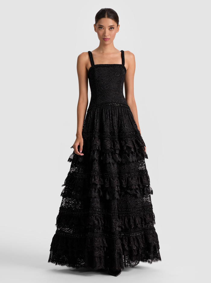 ZENA LACE MAXI DRESS - BLACK - Alice And Olivia