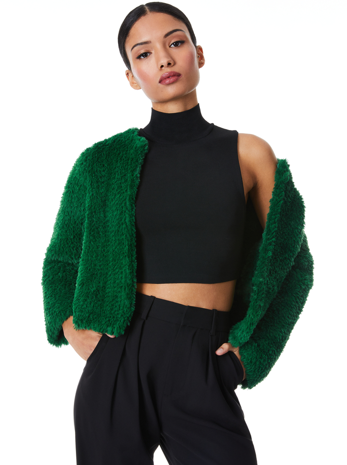 FAWN FAUX FUR JACKET - DEEP EMERALD - Alice And Olivia