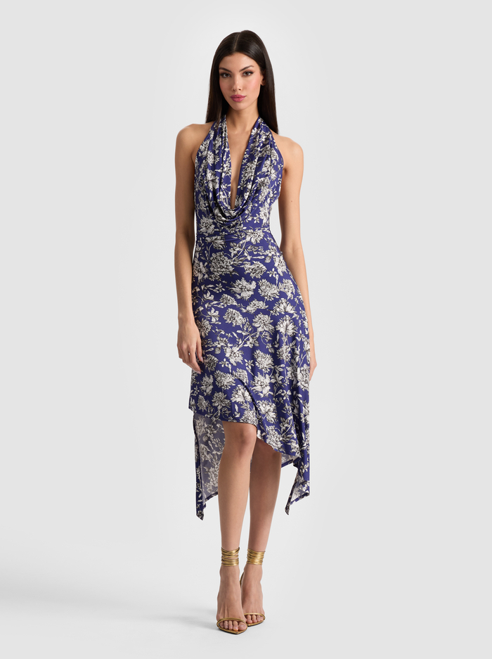 DANI MIDI DRESS - BLOOMING WILD INDIGO - Alice And Olivia