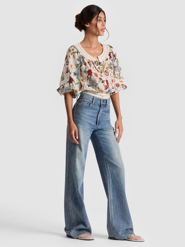 CHERELLE BUTTON DOWN BLOUSE - PROVENCE FLORAL SM image 4 - Alice And Olivia