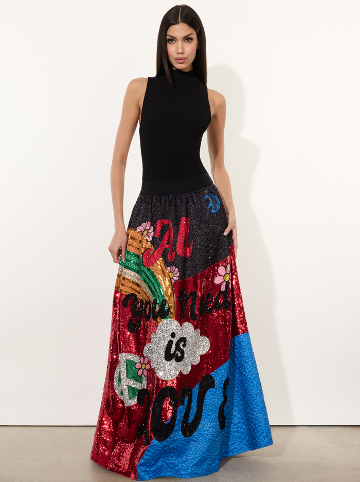 A+O X THE BEATLES TINA BALLGOWN SKIRT - ALL YOU NEED IS LOVE image 3 - Alice And Olivia