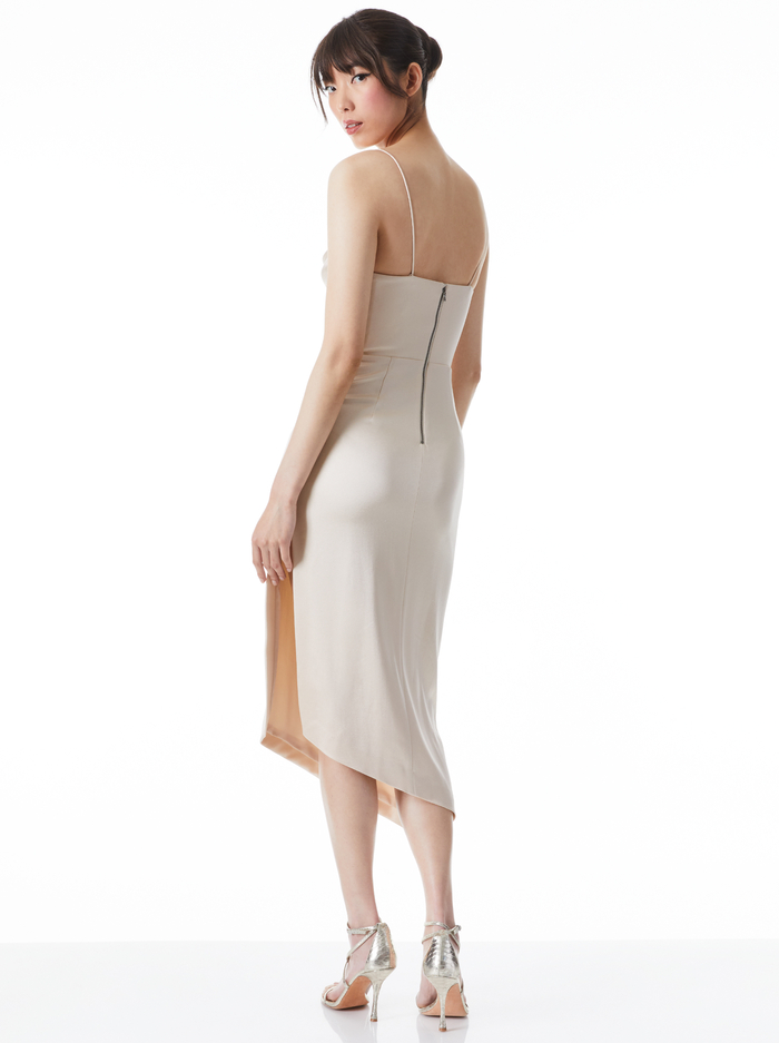 KIYOKO COWL NECK BUSTIER MIDI DRESS - CHAMPAGNE image 1 - ALICE + OLIVIA