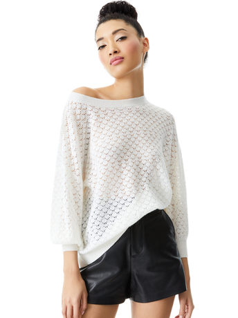 SOFT WHITE-SAFFI POINTELLE PULLOVER-