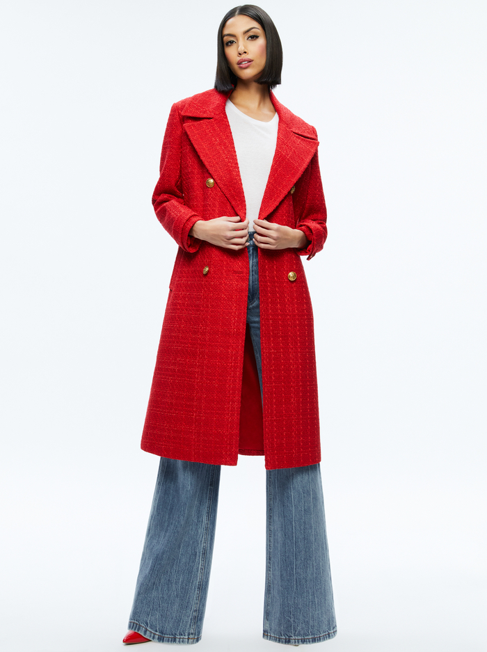 NICHOLAS DOUBLE BREASTED COAT - BRIGHT RUBY image 2 - Alice And Olivia