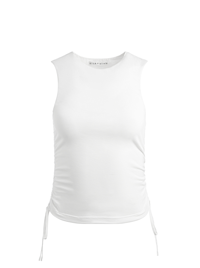 CHRISSY CREWNECK RUCHED CROP TOP - OFF WHITE image 5 - Alice And Olivia