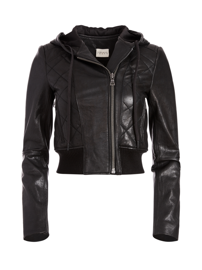 HENDRIK LTR BOMBER JKT W HOOD - BLACK image 5 - Alice And Olivia