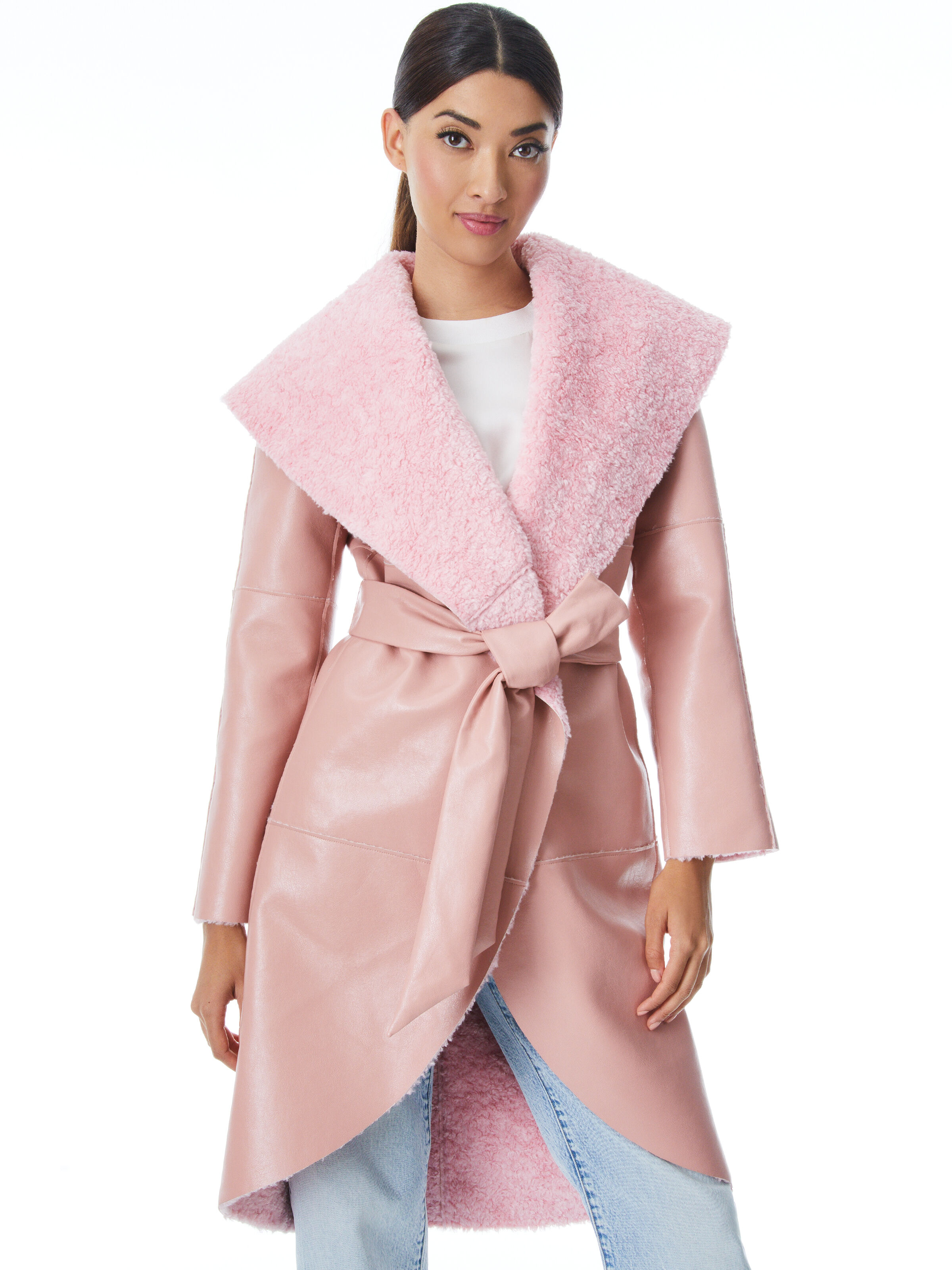 MEGAN VEGAN REVERSIBLE COAT in DUSTY PINK | ALICE + OLIVIA MEGAN VEGAN REVERSIBLE COAT in DUSTY PINK | ALICE + OLIVIA