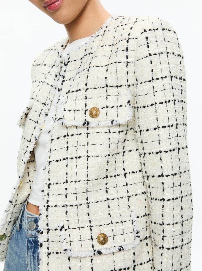 DUMONT JACKET - OFF WHITE/BLACK image 3 - Alice And Olivia
