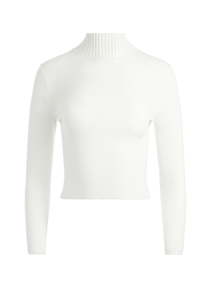 SENAIDA CROPPED MOCK NECK PULLOVER - SOFT WHITE image 5 - Alice And Olivia