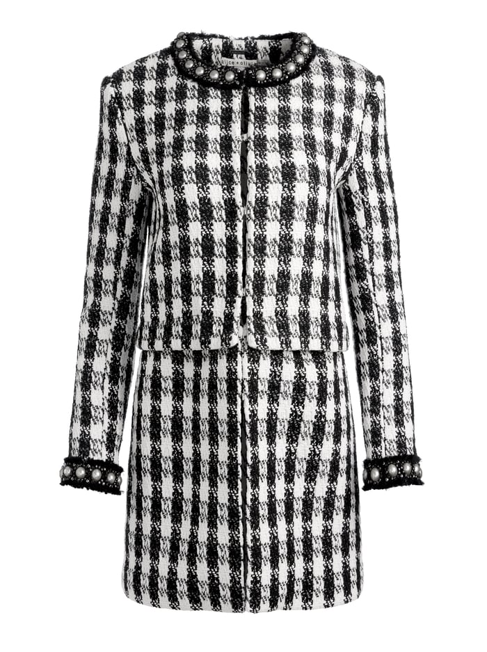 DEON TWO-FER TWEED JACKET - BLACK/WHITE image 5 - Alice And Olivia