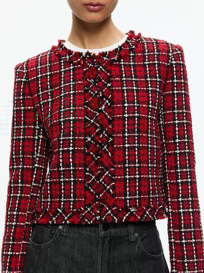 KIDMAN JACKET - SCHOOLGIRL PLAID BRIGHT RUBY image 3 - Alice And Olivia