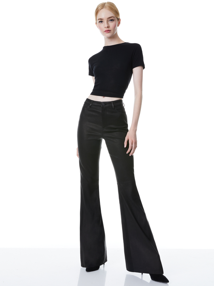 BRENT LEATHER BELL PANT - BLACK image 2 - Alice And Olivia
