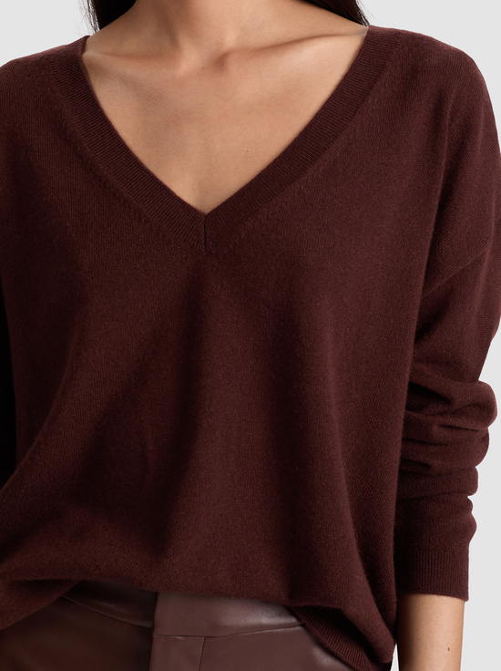 MOCHA-WILLIAMS CASHMERE PULLOVER