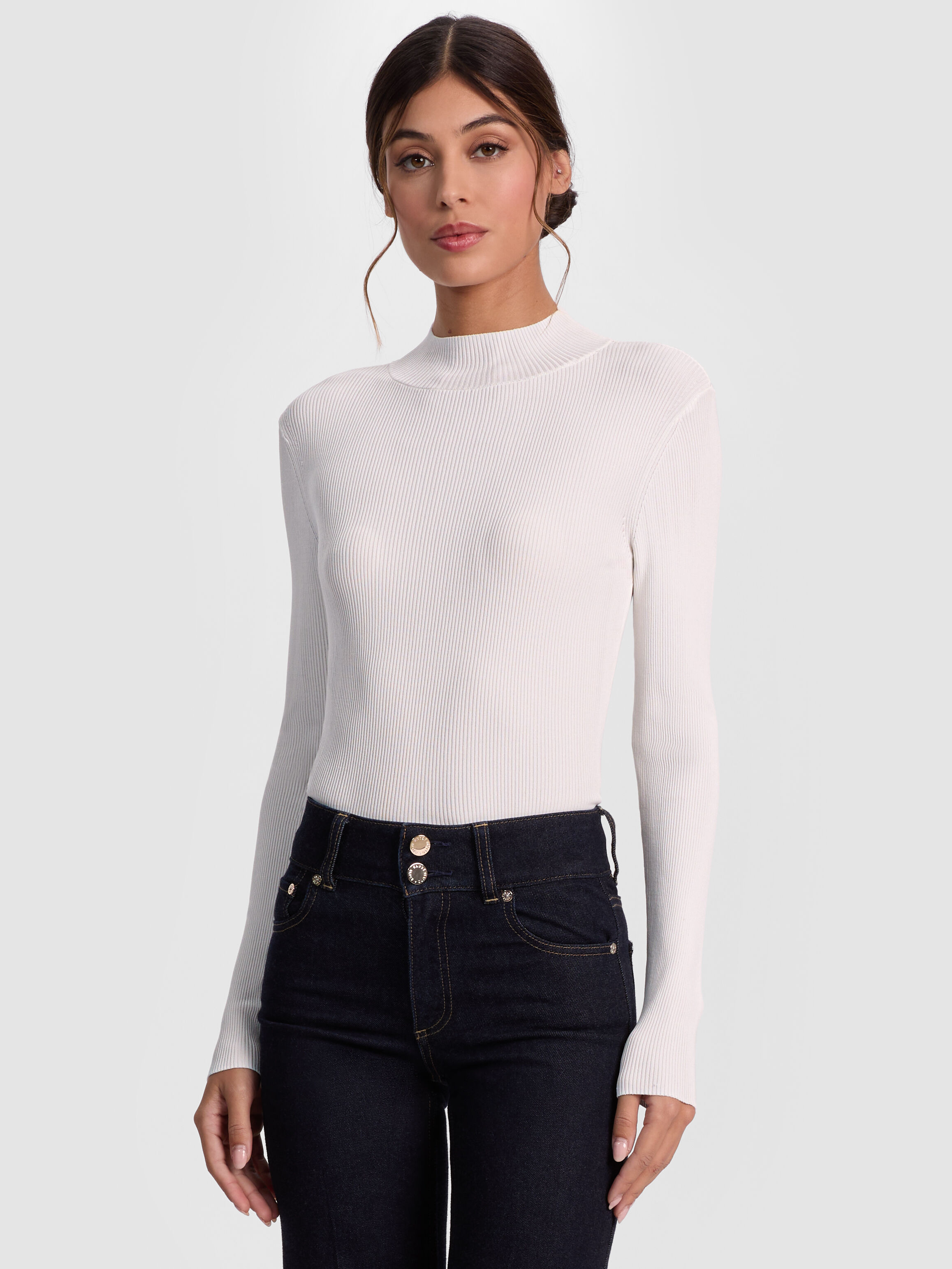 ROBERTA RIBBED TURTLENECK in SOFT WHITE | ALICE + OLIVIA