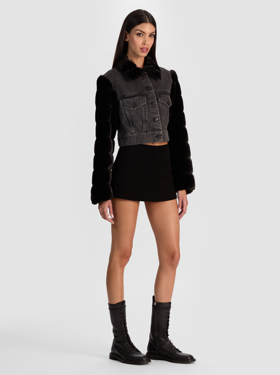 CHARLOTTE GREY-JEFF FAUX FUR DENIM JACKET