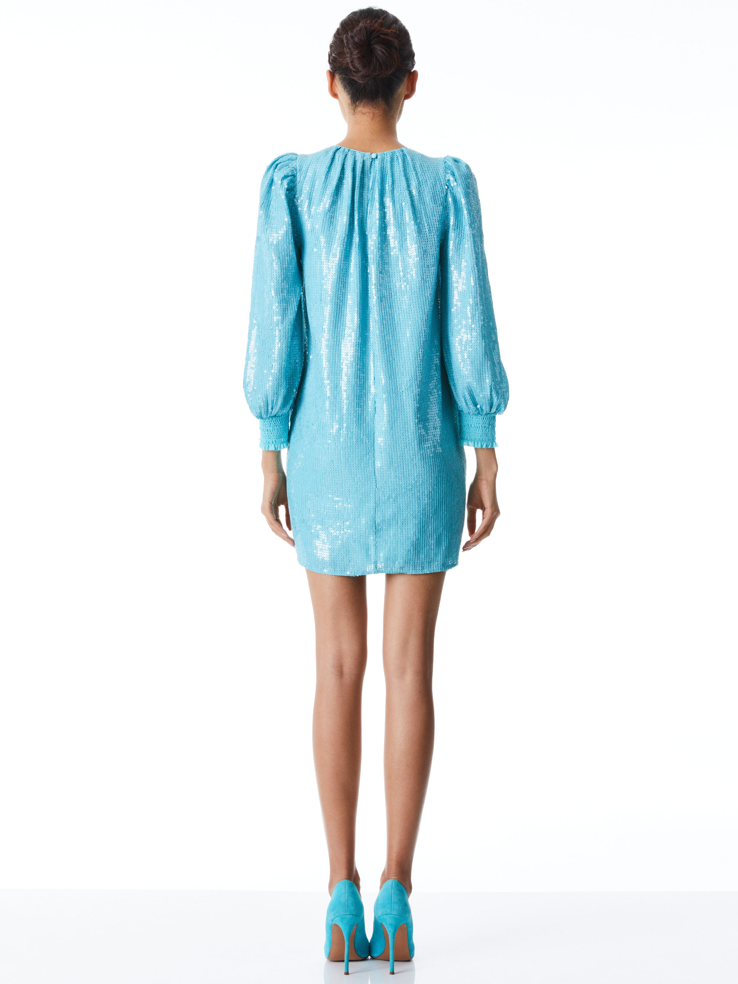 Pauletta Sequin Tunic Dress In Aqua | Alice And Olivia