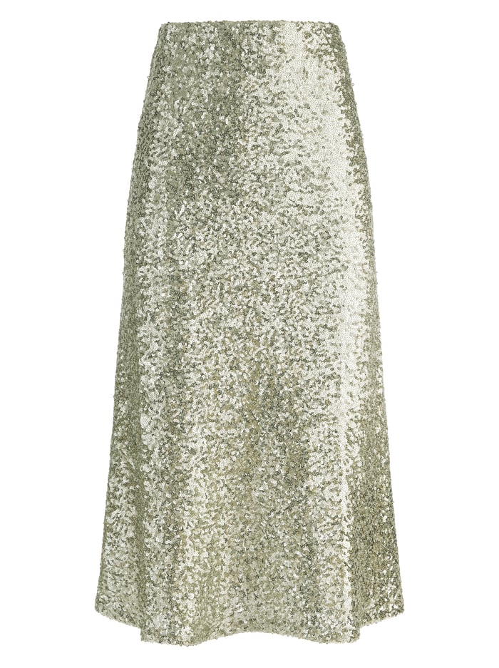 MAEVE SEQUIN KICK FLARE SLIP SKIRT - PALE GOLD image 5 - Alice And Olivia