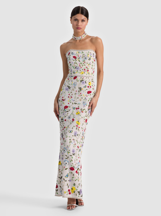 TWISTING VINES OFF WHITE-GEORGIE EMBELLISHED GOWN