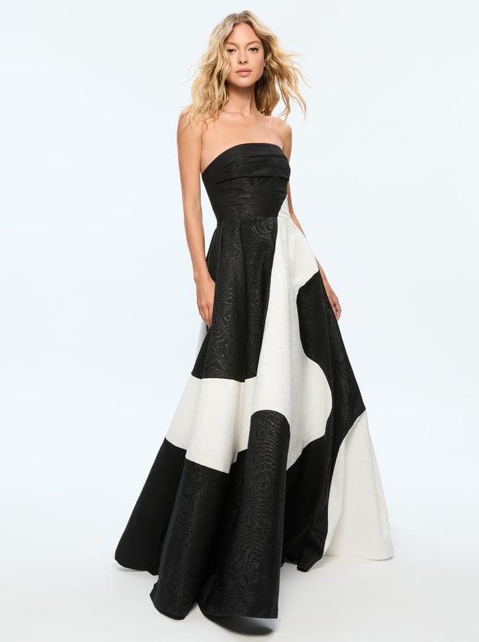 BRIDGETTE MAXI GOWN - BLACK/OFF WHITE image 4 - Alice And Olivia