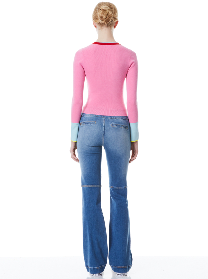 WESTI LONG SLEEVE RIBBED CREWNECK - PRIMROSE MULTI image 1 - Alice And Olivia