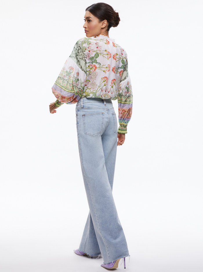 JULIUS BLOUSON SLEEVE TIE FRONT TOP - FLORAL FEST image 1 - ALICE + OLIVIA