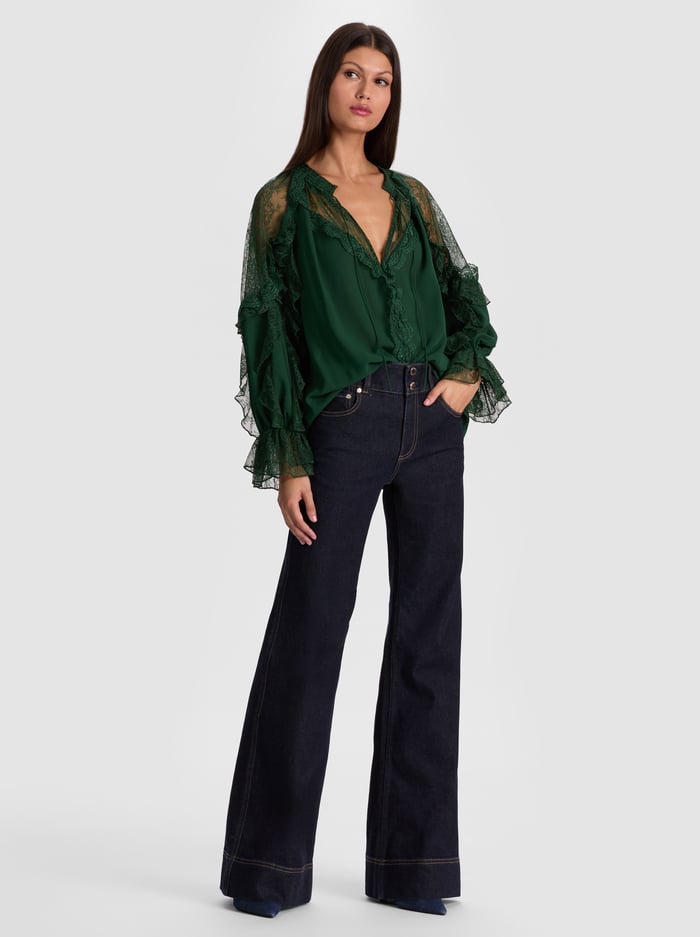 ALEENA LACE BLOUSE - GREEN MYSTIQUE image 5 - Alice And Olivia