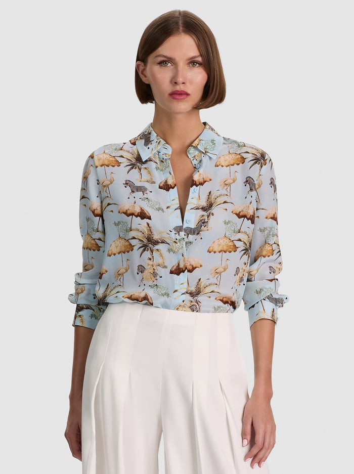 WILLA STACEFACE SILK BLOUSE - UNTAMED - ALICE + OLIVIA