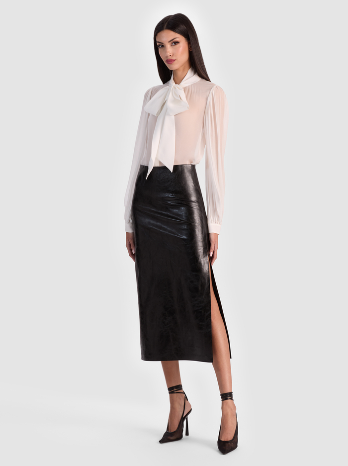 MAEVE VEGAN MIDI SKIRT - BLACK image 4 - Alice And Olivia