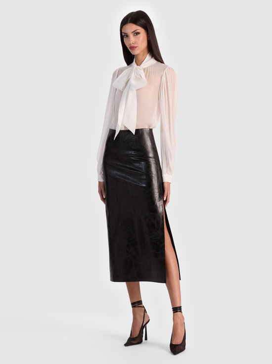 BLACK-MAEVE VEGAN MIDI SKIRT