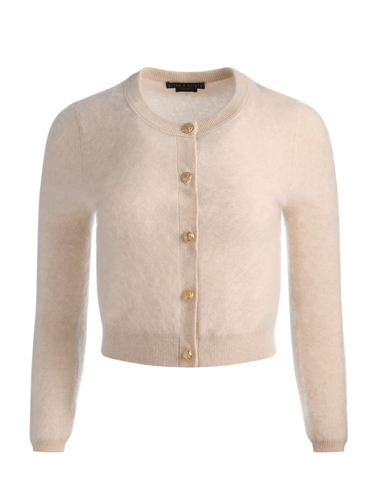 OATMEAL HEATHER-DOLLIE BRUSHED CASHMERE CARDIGAN