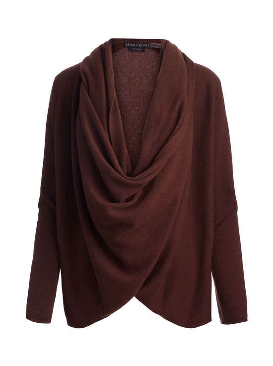 DARK CHOCOLATE-JULES CASHMERE DRAPED PULLOVER