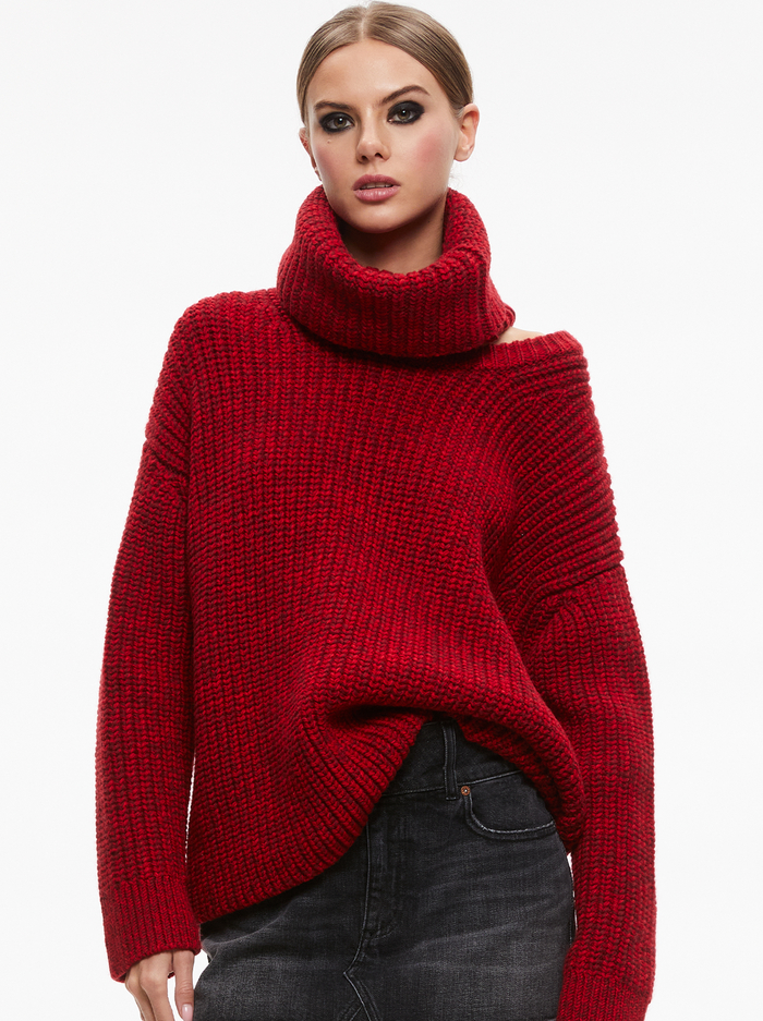 VERE DETACHABLE TURTLENECK SWEATER - BORDEAUX - Alice And Olivia
