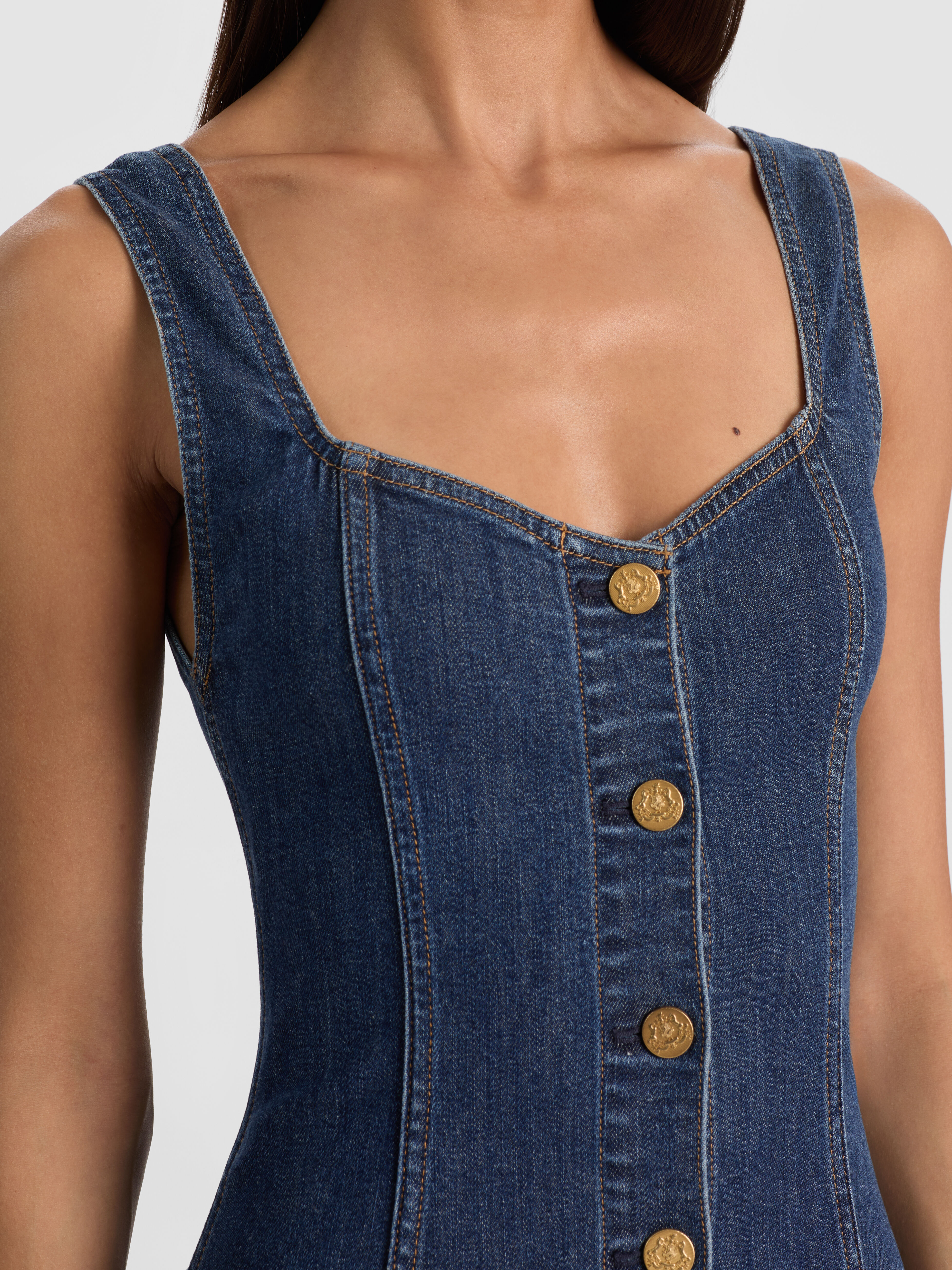 MARYANN LASER-CUT DENIM DRESS in ROCKSTAR BLUE | ALICE + OLIVIA