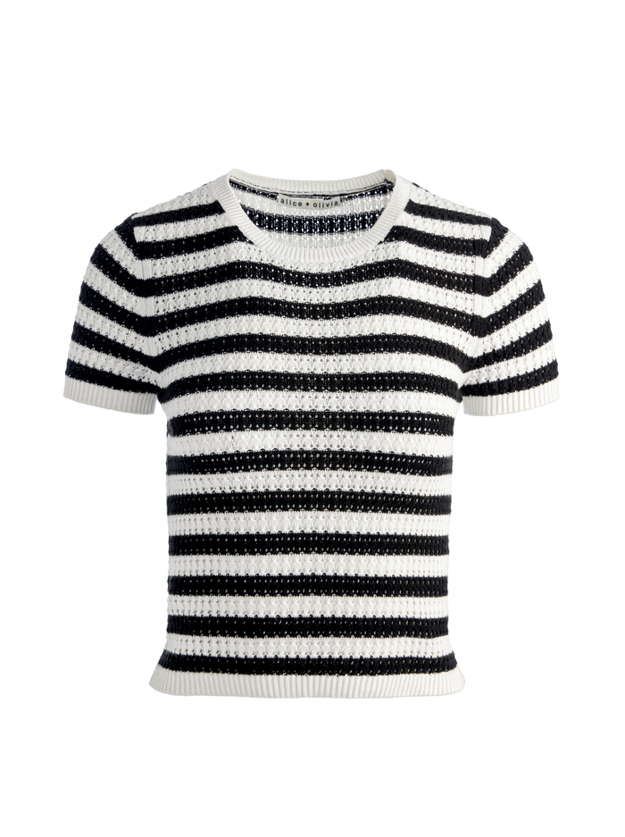 CIARA PULLOVER - SOFT WHITE/BLACK image 5 - Alice And Olivia