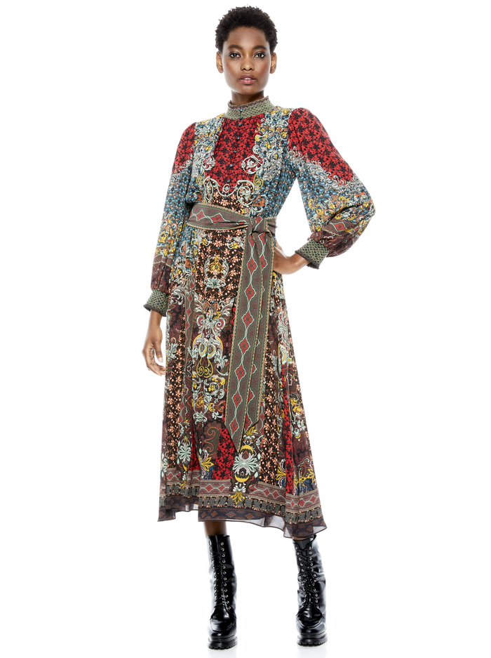 BRIELLE BUTTON DOWN KIMONO DRESS - ALWAYS FOREVER MULTI image 4 - ALICE + OLIVIA