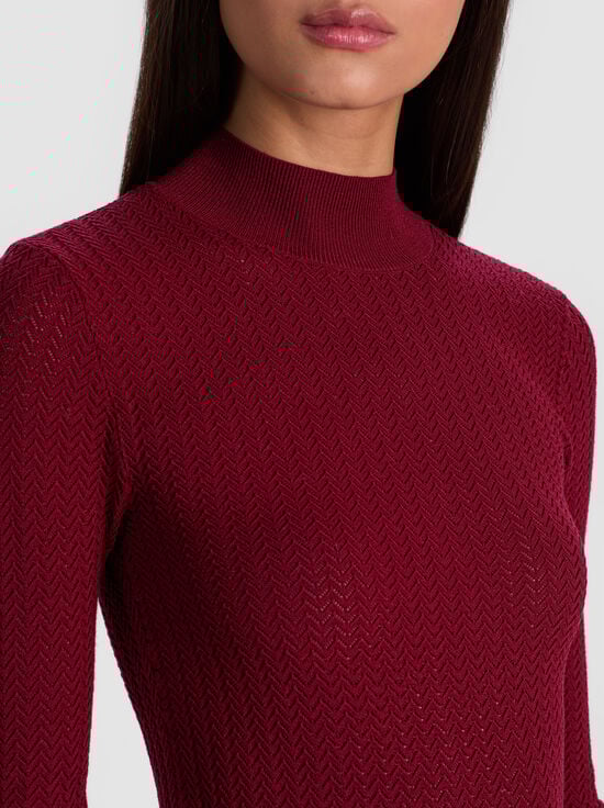 OXBLOOD-LANIE POINTELLE PULLOVER