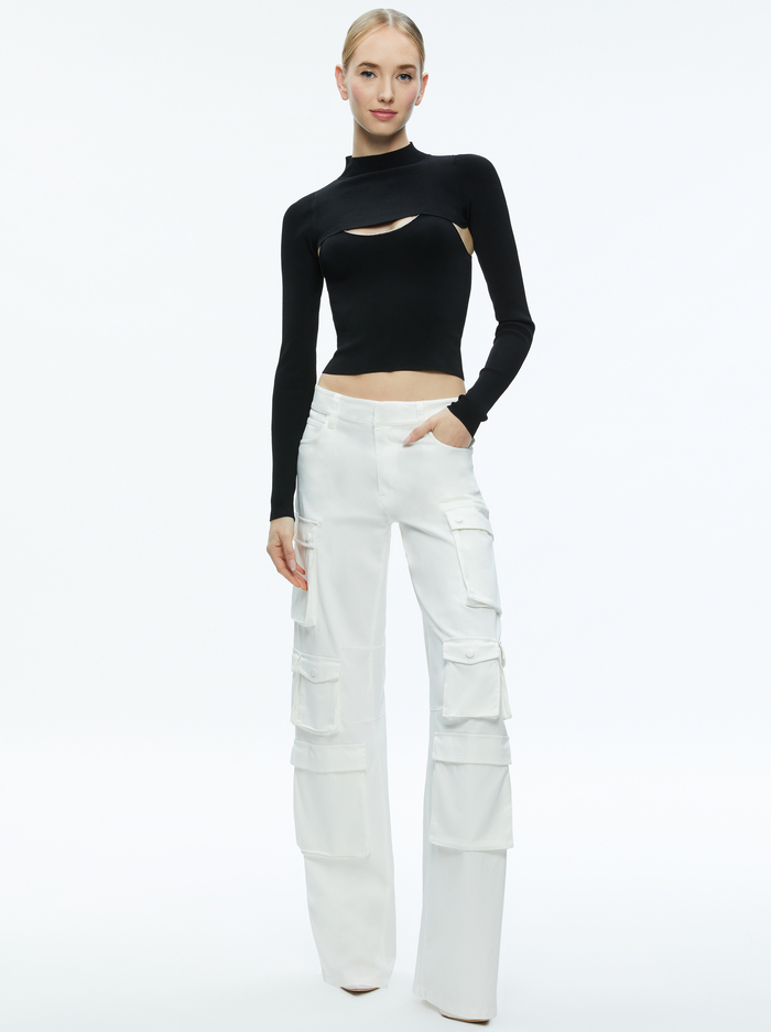 ORION KNIT TANK AND SHRUG - BLACK image 4 - Alice And Olivia